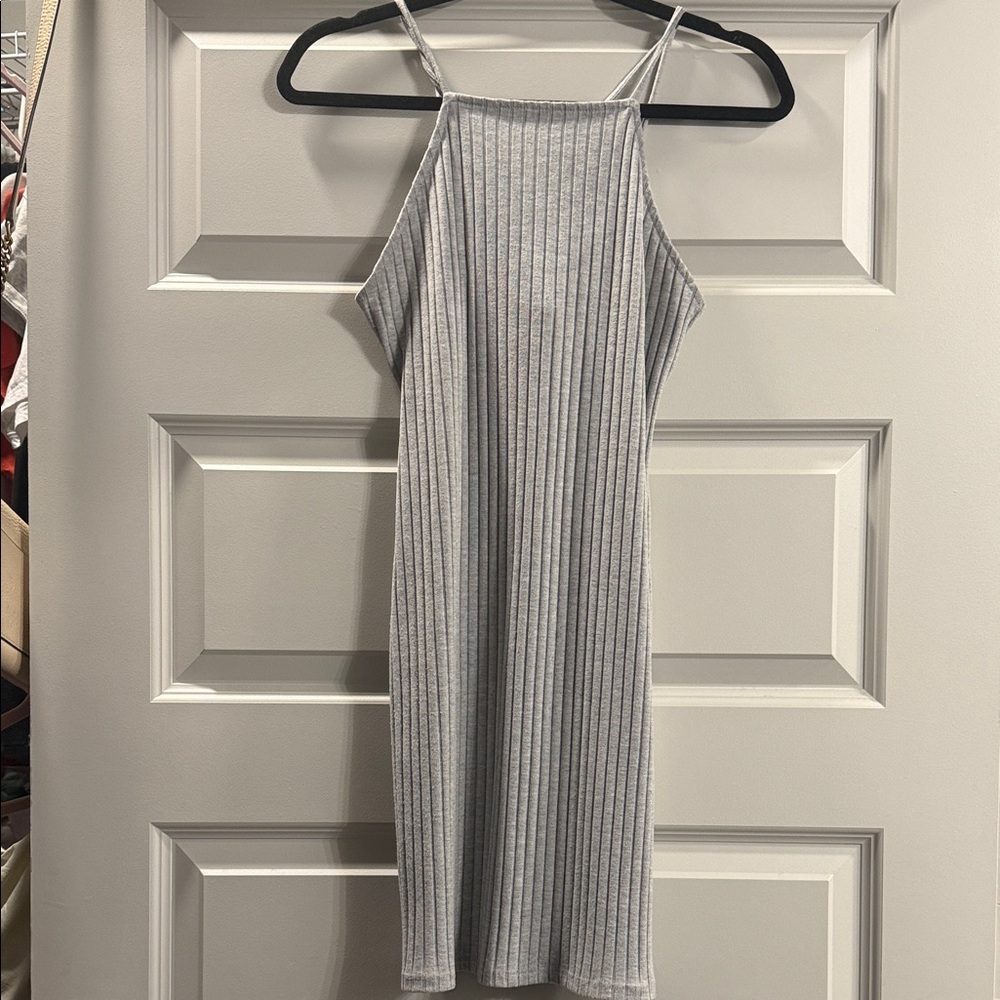Elegant Gray Striped Dress